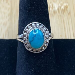 925 silver adjustable band oval turquoise 8 x 10 mm sized 8 3/4